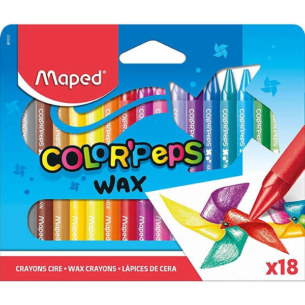 Maped Color Peps Wax Crayons Pack18 X CARTON of 12 8861012