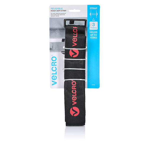 VELCRO Heavy Duty Tie Down Strap 3m Black Pack1 21116