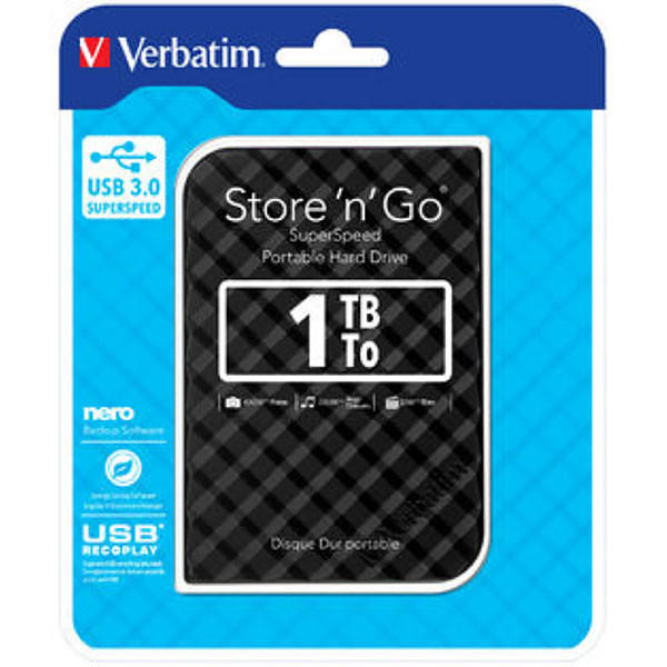 Verbatim 2.5 Store And Go Hard Drive Super Speed Usb 3.0 1tb 53200V
