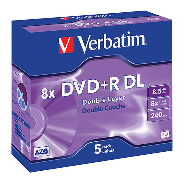 Verbatim Dvdr 8.5gb 8x Pack5 Dl Jewel Case 43541