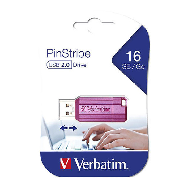 Verbatim StoreNGo Pinstripe Usb Drive 16gb Pink 49067A