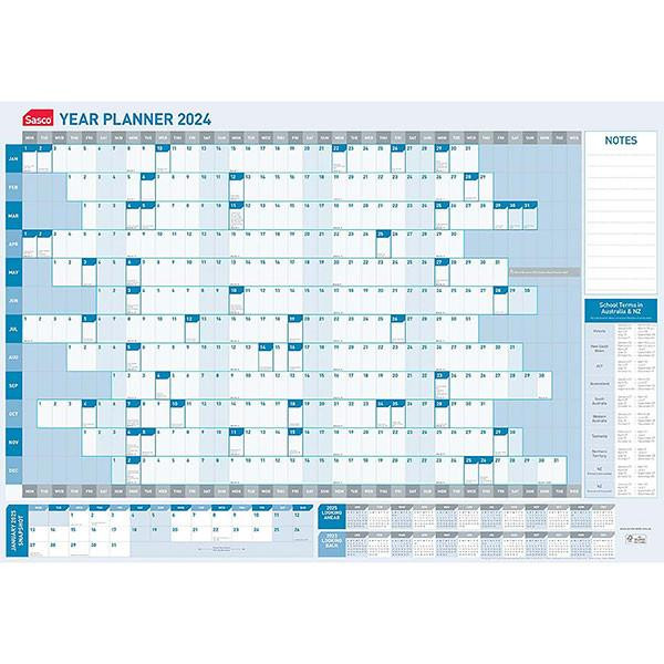 Sasco Year Planner Standard 610 X 870mm 2024 Carton of 10 : 1058024 