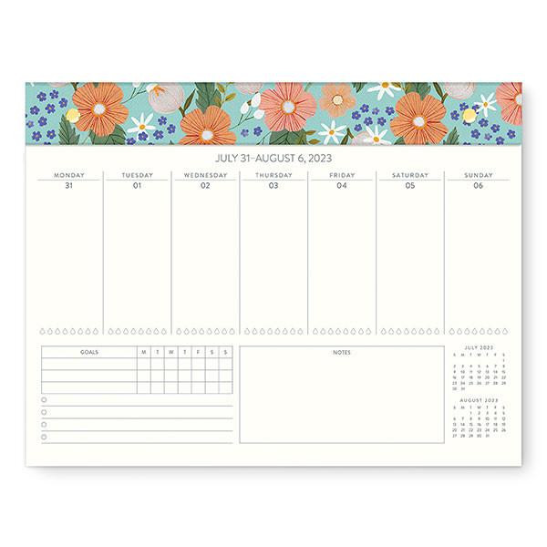 Orange Circle 2024 Weekly Desk Calendar Bella Flora : 24201 