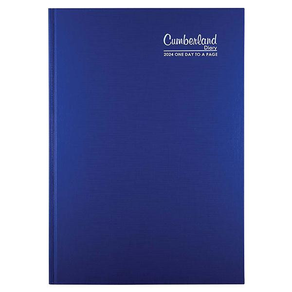 CUMBERLAND Premium 2024 Casebound Diary A4 Day To A Page Blue : 41PCBL24 