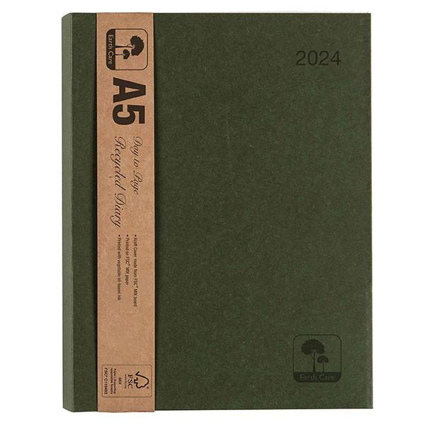 CUMBERLAND 2024 Earthcare Diary A5 Day To A Page Green : 51SEC24 