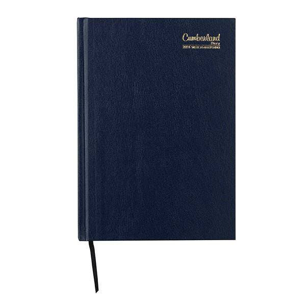 CUMBERLAND 2024 Casebound Diary A5 Week To View Blue : 57ECBL24 