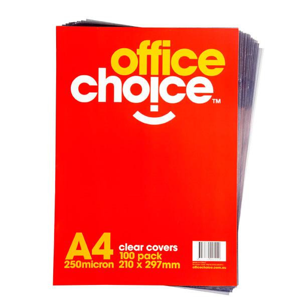 Pl Products Office Choice Binding Cover A4 250 Micronron Clear Pack100 : BCP25CLROFFC 
