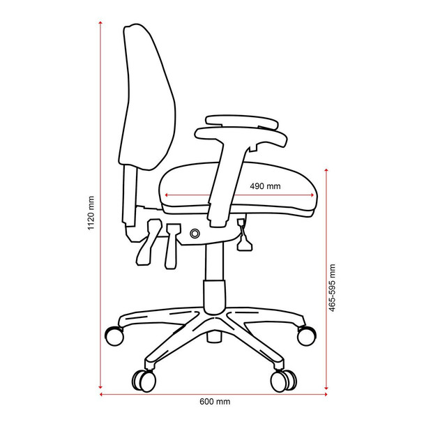 Buro Roma Ergonomic Chair 3 Lever Mid Back  Black W Arms : 719A-63-SS 