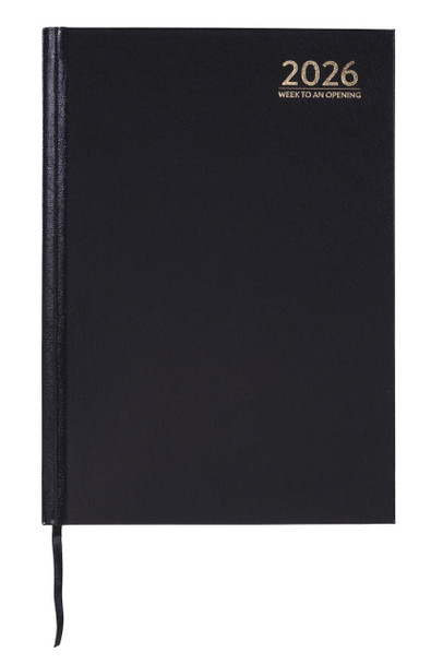 CUMBERLAND 2026 Casebound Diary A5 Week To View Black X CARTON of 10 : 57ECBK26 