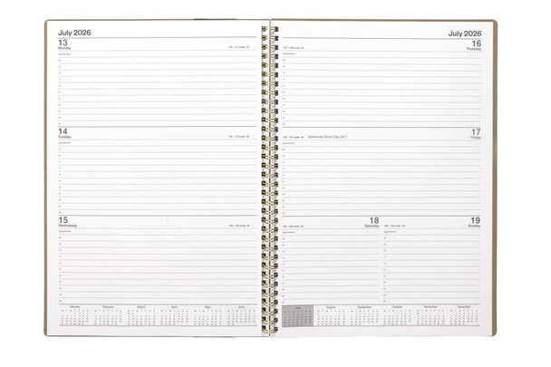 CUMBERLAND 2026 Ecowise Diary A4 Week To View Kraft : 47SECB26 