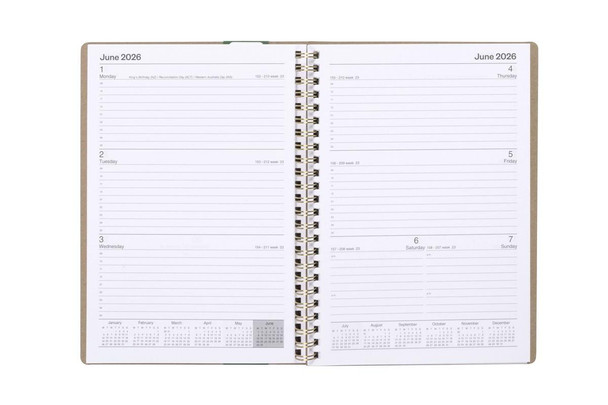 CUMBERLAND 2026 Ecowise Diary A5 Week To View Kraft : 57SECB26 