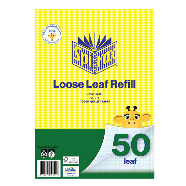 Spirax Loose Leaf Refills A4 50 Leaf Graph 2mm X Carton of 50 : 51219 