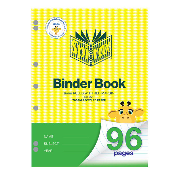Spirax Recycled Binder Book A4 96page 8mm X Carton of 10 : 51229 