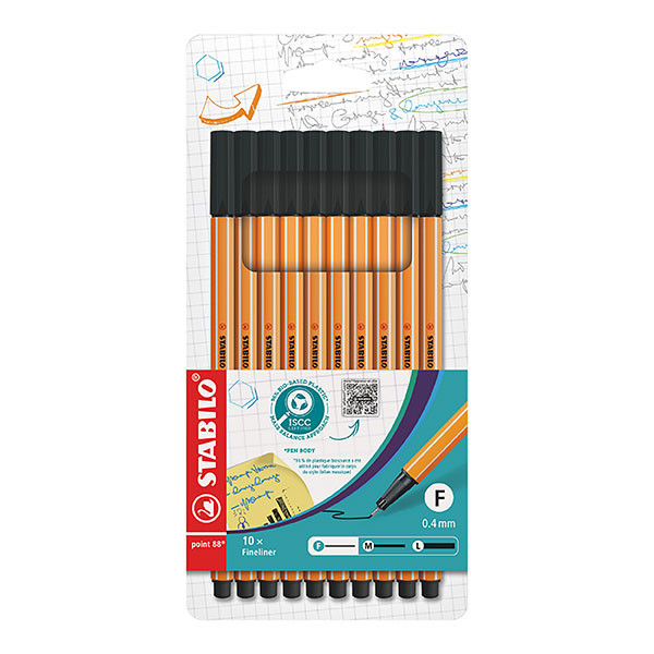 STABILO POINT 88 BLACK PK10