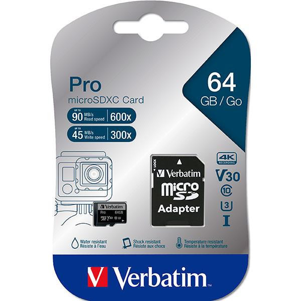 Verbatim Pro 64gb Micronro Sdxc Card Class 10 (uh) : 47042A 