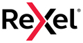 Rexel brand logo in red and black