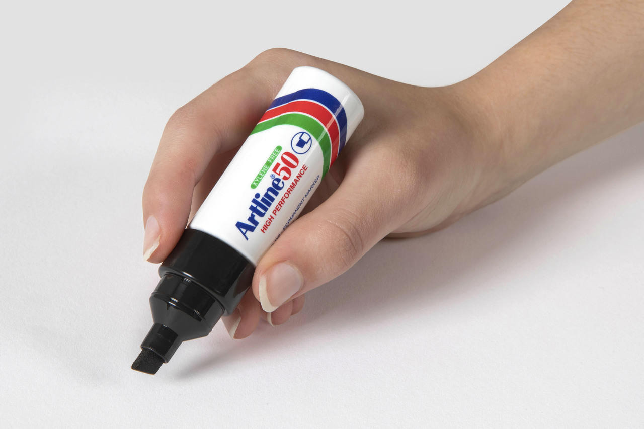 Artline 50 black permanent marker with 6mm chisel nib