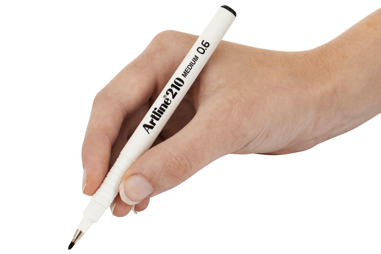Artline 210 Fineliner Pen 0.6mm Black, box of 12