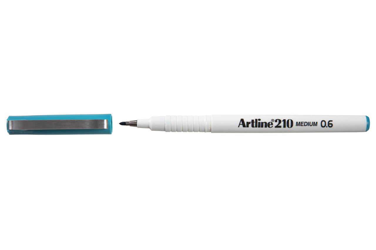 Artline 210 Fineliner Pen 0.6mm Turquoise box of 12, SKU 121023