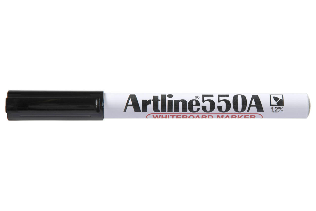 Artline 550A black whiteboard marker with 1.2mm bullet nib, box of 12