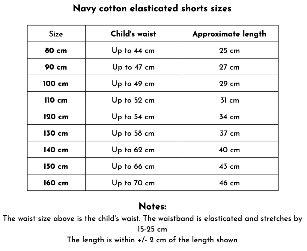 Navy cotton elasticated shorts