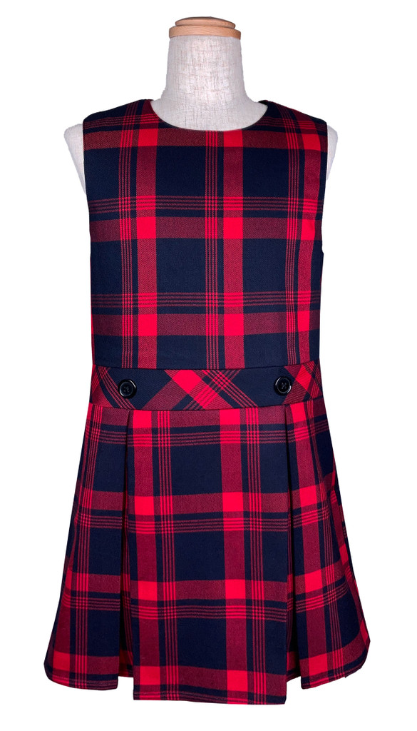 Red tartan pinafore dress