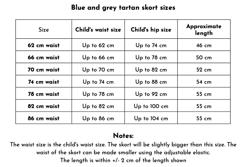 Blue and grey tartan skort