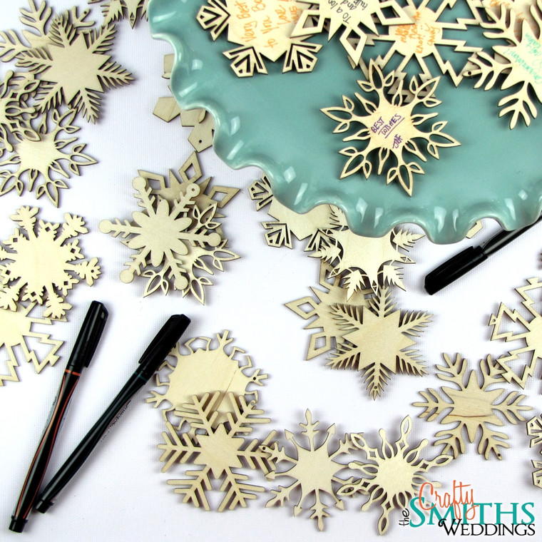 GUESTBOOK SNOWFLAKES | Winter Wedding Wood Snowflake Ornaments Guest Book Alternative