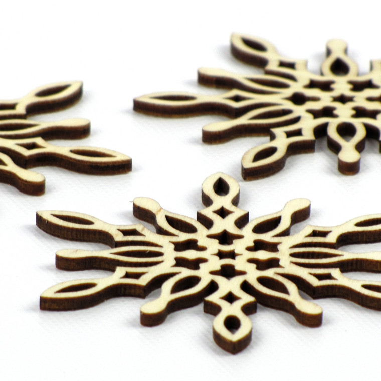ICY SPIKE | Set of 5 Laser-Cut Wood Snowflakes