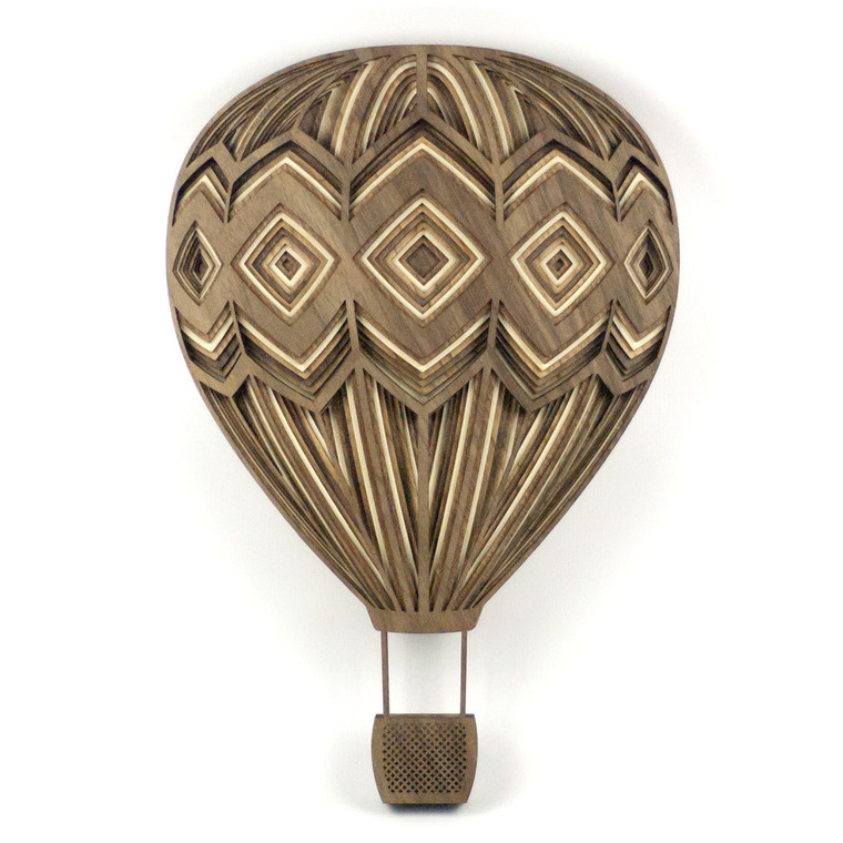 DIAMOND HOT AIR BALLOON | 3D Layered Wood Wall Art