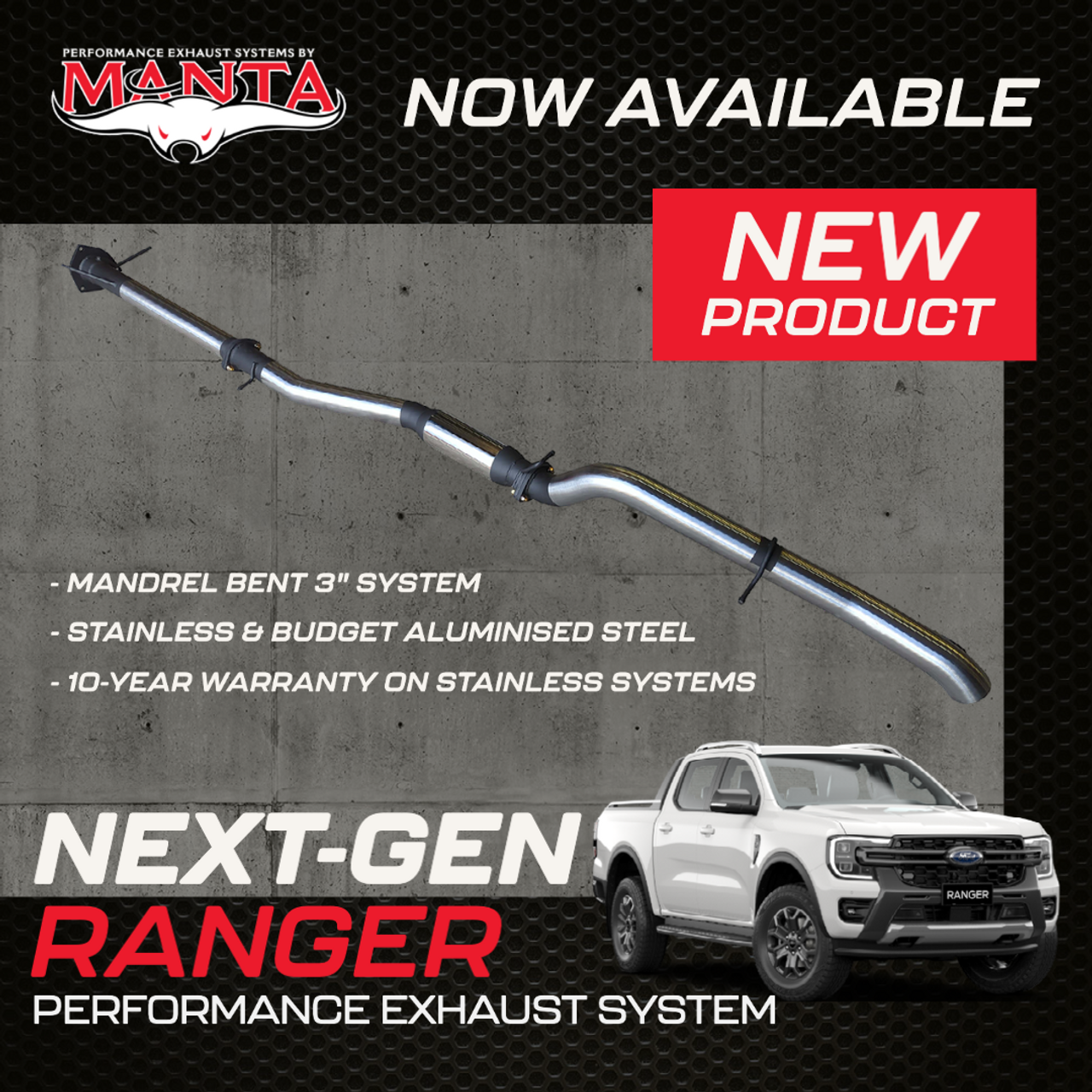 Manta Ford Ranger Next-Gen 3" Inch | DPF Back Stainless Steel Exhaust System