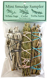 Mini Smudge Sampler 4"L  (White Sage, Cedar, Yerba Santa) (Pack of 3)