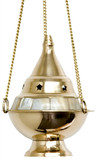 Brass Mother of Pearl Hanging Censer Burner 5"H