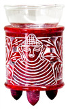 Red Soapstone Buddha Carved Aroma Lamp 4.5"H