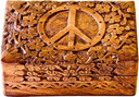 Style elytS Wooden Peace Sign Carved Box 4x 6