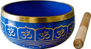 Om Brass Tibetan Singing Bowl - Blue 6"D