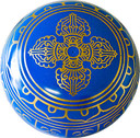 Om Brass Tibetan Singing Bowl - Blue 6"D