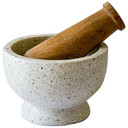 Terrazzo Mortar & Wood Pestle 4" D, 2.5"H