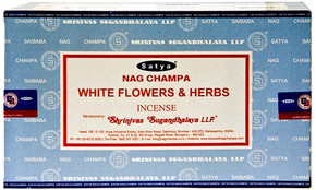 Satya White Flowers & Herbs Incense 15 Gram Packs (12/Box)