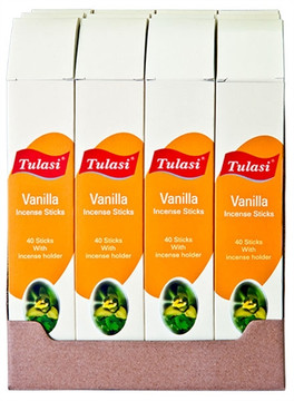 Tulasi Vanilla Incense 40 Stick Packs With Burner (12/Box)