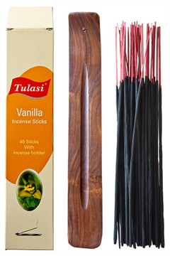 Tulasi Vanilla Incense 40 Stick Packs With Burner (12/Box)