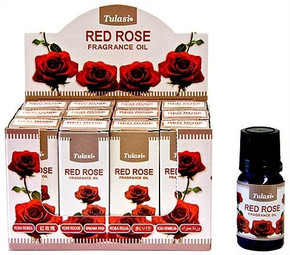 Tulasi Incense Tulasi Red Rose Fragrance Oil 10 ML - 1/3 FL OZ 12/Box