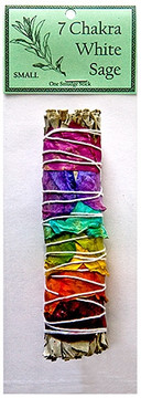 7 Chakra White Sage with 7 Color Rose Petals 5"L (Small)