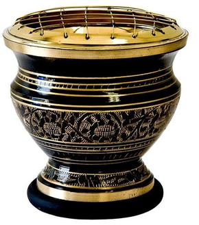 Style elytS Brass Carved Screen Charcoal Burner 4H