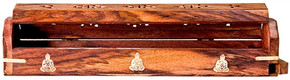 Wooden Coffin Box Buddha 12"L