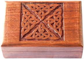 Wooden Celtic Triquetra Carved  Box 4"x6"