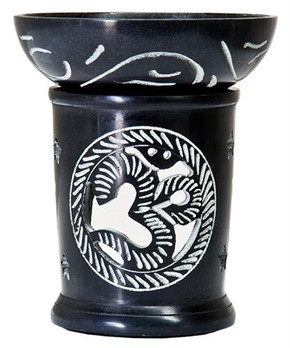 Style elytS Black Soapstone Om Carved Aroma Lamp 4.5H