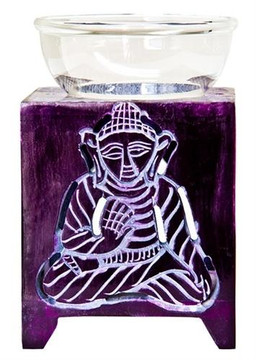 Style elytS Violet Soapstone Buddha Carved Aroma Lamp 5H