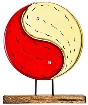 Style elytS Yin Yang Wood Table Decor 10W, 13H