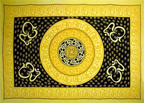 Style elytS Om Mandala Tapestry 74x 103 Yellow